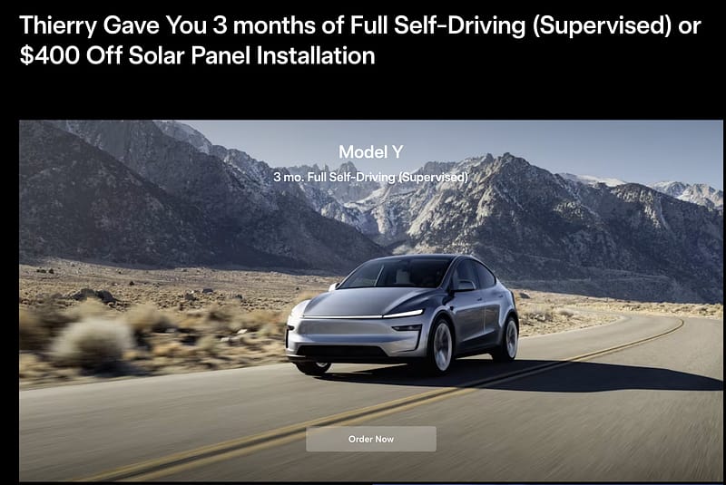 Lien de parrainage pour votre réduction sur l'achat d'une Tesla ou pour réserver un Essais.